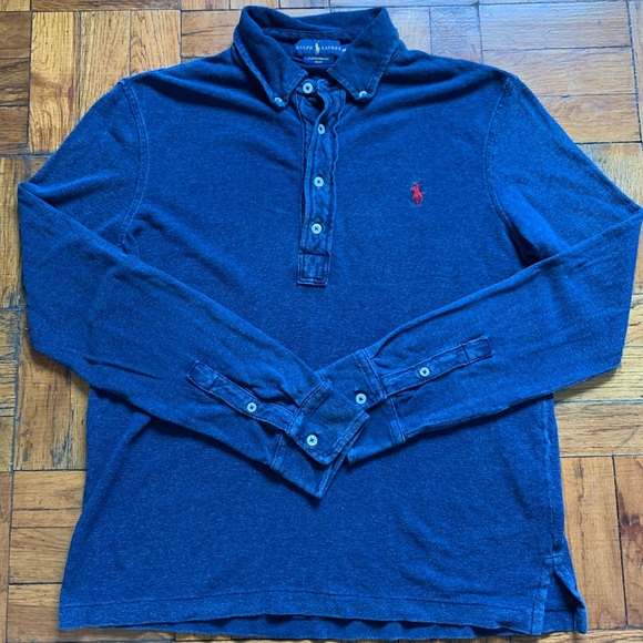 Long Sleeve Denim/Blue Polo Shirt - Ralph Lauren - Picture 2 of 6